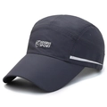 Dark grey quick-dry baseball cap with side vents and reflective strip - Dark Gray