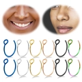 U-shaped stainless steel faux nose ring set in six colors with model close-up shots - 5 Colors Set (Excl. Rose Gold)