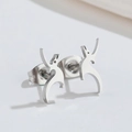 Minimalist silver stainless steel dinosaur stud earrings featuring a sleek polished finish - 507 Animal / Steel