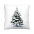 Square Christmas cushion cover featuring snow-covered pine tree with pinecones on white background - Style 38-Snow Scene Pine Tree Pinecone
