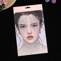 Bijoux de visage argentés et strass pour le cou pour maquillage de festival de musique - Style Totem Bohème (Blanc 3)