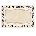 Modern rectangular rug with chic zebra print borders and minimalist cream artistic design - Wilderness of Luo-Luo II