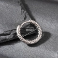 Retro hammered stainless steel hoop earring with a 10mm inner diameter dimension - Hammered Silver (10mm)