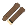 Cinturino in pelle scamosciata marrone con fibbia dorata per Hublot Big Bang - Suede Caffè - Fibbia argento - Z2 / Bocca Convessa X Bocca Larga 19x26mm