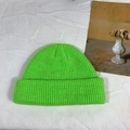 Neon green knitted beanie hat for winter, solid color warm casual ribbed skull cap - One Size / Fluorescent Green