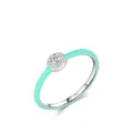 S925 Silberring mit mintgrüner Emaille und runden Zirkonia im Pavé-Stil für Damen - US Größe 5 / Minzgrüner Runder Stil (RHR1601)
