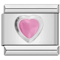 Customizable stainless steel bracelet link featuring a pink heart-shaped center gemstone - 0178-heart Light Rose Red