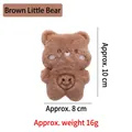 Plush brown bear cat toy with smiley face embroidery, 10cm height and 8cm width - Brown Bear