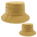 Classic washed cotton bucket hat in mustard yellow with vintage metal eyelets - Yellow