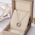 Collier en acier titane argenté avec anneaux entrelacés dans un coffret cadeau - 8816-argent