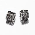 Black stainless steel spacer beads with dark crystals for DIY jewelry making - 10pcs/Pack / Gray