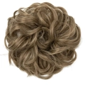 Light brown wavy hair bun extension with natural synthetic fibers for messy top knot - 10/16 Light Brown Mixed Ash Blonde