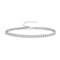Sleek silver finish Cuban link chain bracelet with adjustable lobster clasp closure - Cuban Chain Style / Silver Style 5