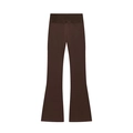 Flat lay of high waisted flared trousers in brown fabric with elastic waistband - Coffee Pants