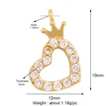 Goldener Herzanhänger mit Krone und weißen Zirkonia für DIY-Schmuckherstellung - L255142-Goldene Kronen Herz