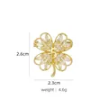 Golden clover brooch with marquise crystals and number 5 detail, size 2.6cm by 2.3cm - B751 Gold/Four-Leaf Clover Number 5