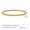 Detail view of 4mm golden stainless steel beaded bracelet with 17cm inner perimeter specs - 4mm