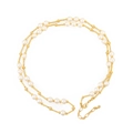 Dubbellaagse glazen parelketting met vergulde legering ketting en karabijnsluiting - Natuursteen Ketting XL-699J