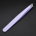 Light purple eyebrow tweezers with silver metal tip for precise facial hair grooming - 1.2mm Purple Slanted Tweezer