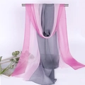 Pink and grey gradient chiffon scarf hanging on T-stand with elegant drape detail - Pink Grey Gradient