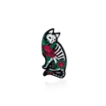 Halloween cat skull enamel pin with floral patterns and red heart on black metal base - Skeleton Cat Style (CC2361)