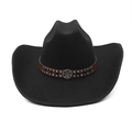 Klassieke zwarte wolvilt cowboyhoed met zilveren studs en een brede rand van 9,5 cm - M (56-59cm) / Zwart