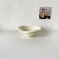 Ciotola da dessert artistica in ceramica color crema con bordi ondulati irregolari - Bianco Sporco