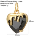 Gold-plated heart-shaped pendant with black zircon and liquid metal design - Black (Heart Zircon)