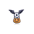 Halloween enamel pin featuring a bat-winged eyeball monster sitting on an orange pumpkin - One-eyed Pumpkin (CZ0216-1)