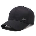 Klassieke zwarte katoenen baseballpet met zilveren Sport metalen logo aan de zijkant - Verstelbaar / Zwart