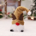 Gnomo renna marrone con corna, naso luminoso e barba bianca per decoro natalizio - Bambola con Corna di Renna Marrone (con luce)