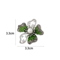 Elegant 3.3cm colorful crystal flower brooch with white pearl and green stone petals - Flower Brooch / Emerald