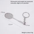 Miniature silver alloy badminton racket keychain with realistic grid texture and 8.1cm length - Keychain (No Ball) / Silver Badminton Racket