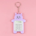 Purple cartoon bear mini calculator with 8-digit display and metal keychain - Purple