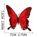 Detailed embroidery of red butterfly patch with size dimensions 7.5CM by 7CM - Red Butterfly (C19HD-125-13)