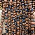 Polierte Goldfluss- und Blaufluss-Rundperlen für DIY-Schmuckherstellung und Armbänder - Blaugoldener Sand Gemischt A550 / 4mm (ca. 88 Perlen)