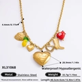 Collana in acciaio inossidabile placcata oro 18k con perle e charms cuore - Stile Pendenti Stivali Pera (XL31068) / Placcato Oro 18K