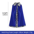 Detail view of 130cm royal blue velvet king cloak with spotted collar for cosplay - Adult Cloak 130cm / Blue