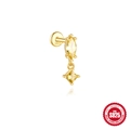 Gold plated S925 sterling silver stud earrings featuring yellow zircon gemstones - Yellow Zirconia Gold (#13)