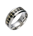 Retro stainless steel cross ring with black enamel and gold cross pattern in silver - US 6 / Black Gold