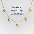 Collar de cereza dorado con cinco colgantes de melocotón rosa, 5g y largo 40+5cm - Collar de Melocotón Dorado