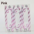 Pink and white glitter candy cane Christmas ornaments in a 6-piece set with silver strings - Set of 6 / Pink