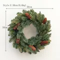 Style E Christmas PE pine needle wreath with natural pinecones, 50cm diameter ornament - Style E 50cm