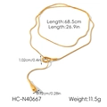 Detail view of 18k gold plated stainless steel Y-necklace with exact size and weight data - Gold Teardrop Style (HC-N40667)
