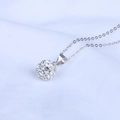 S925 Silberhalskette mit kugelförmigem Diamantanhänger auf einer silbernen Kette - Nur Anhänger (Keine Kette) / 8mm / Weiß