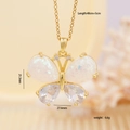 Golden butterfly necklace with white opal wings and zircon accents on a 40cm chain - White Opal Butterfly
