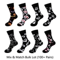 Halloween crew socks set with pumpkin, skull, and bat patterns in black knit fabric - 37-46 / Custom Choice