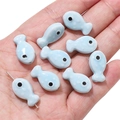 Blue ceramic fish beads with white polka dots for DIY jewelry making and crafts - Light Blue