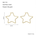 Minimalist 18K gold plated stainless steel star shaped hoop earrings for women - Extra Large / Gold