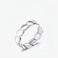 Minimalist S925 sterling silver open ring featuring irregular wave petal disc design - Adjustable Open / 925 Sterling Silver